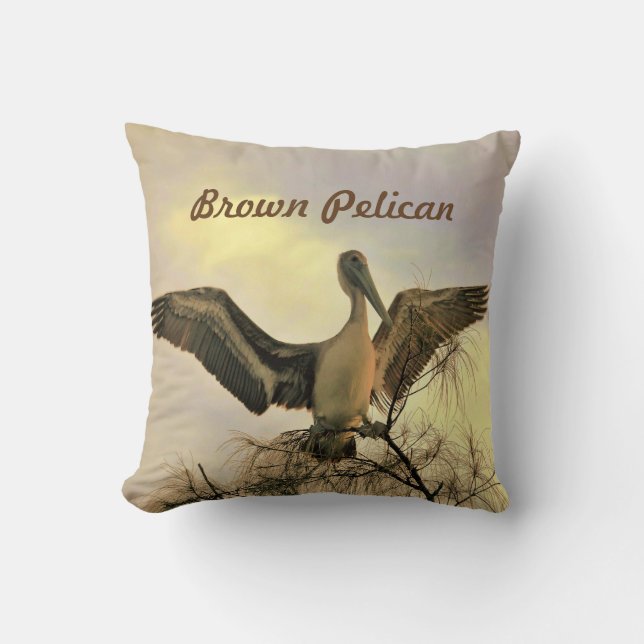 Florida Brown Pelican in Flight  Cushion (Front)