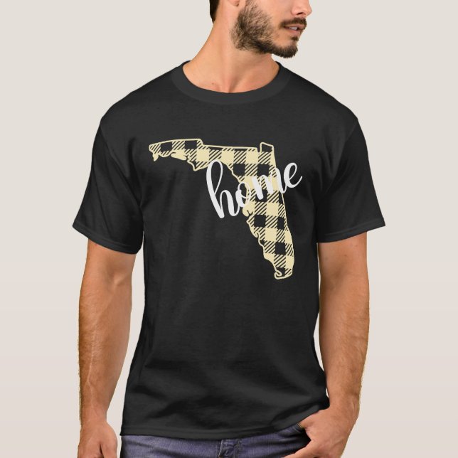 Florida Buffalo Plaid Home State Country Beige Wes T-Shirt (Front)