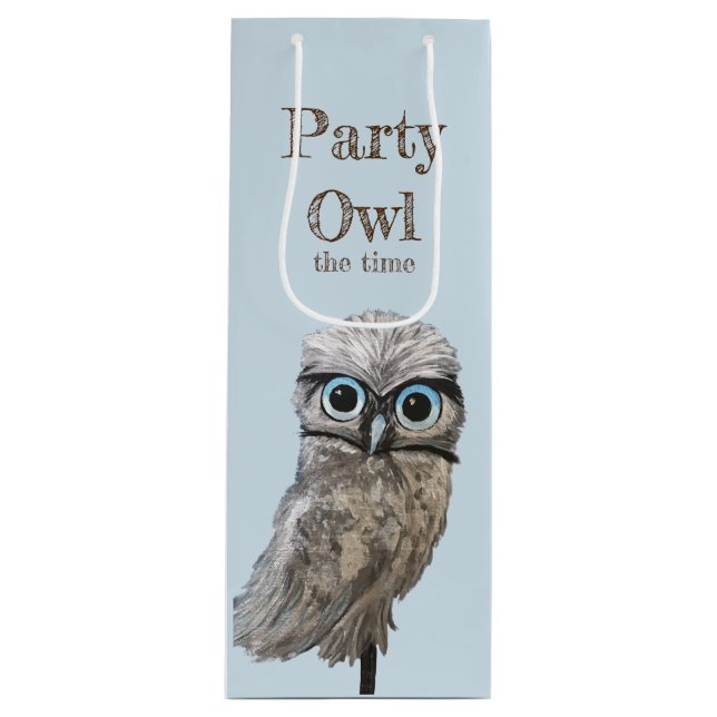 Florida Burrowing Owl Painting Wine Gift Bag (Front)