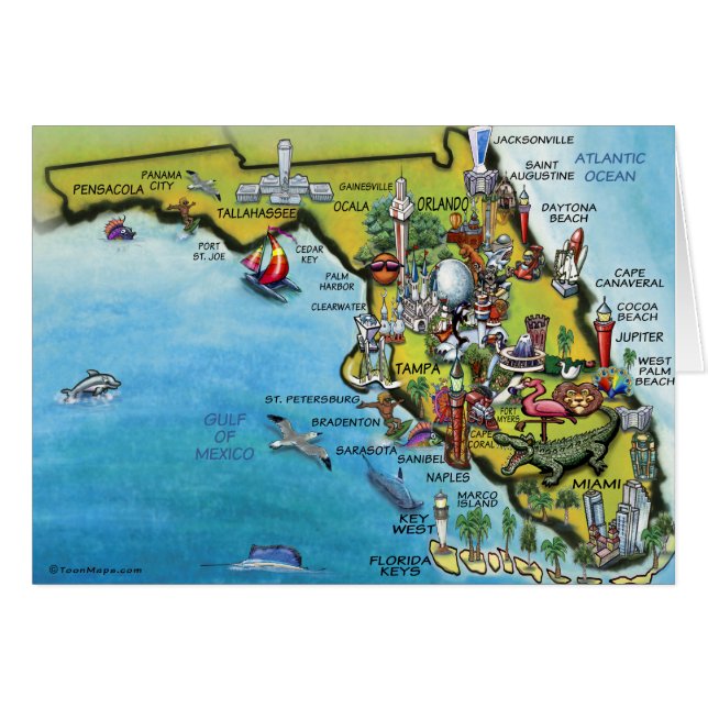 Florida Cartoon Map (Front Horizontal)