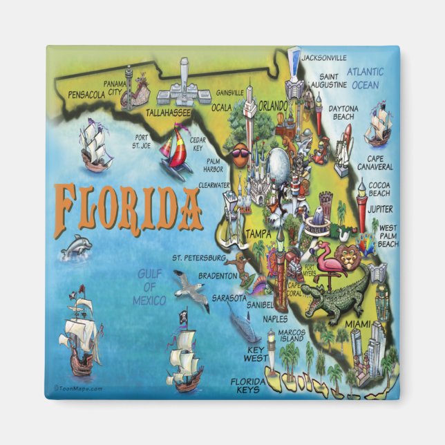 Florida Cartoon Map Magnet (Front)