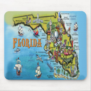 Florida Cartoon Map Mouse Mat