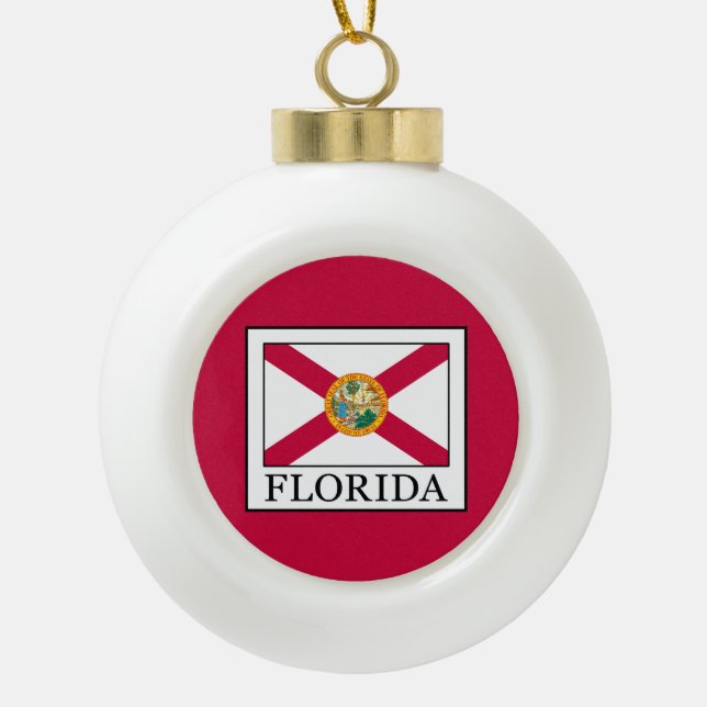 Florida Ceramic Ball Christmas Ornament (Front)