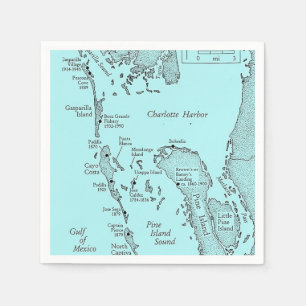 Florida Charlotte Harbour Vintage Map Postcard Napkin