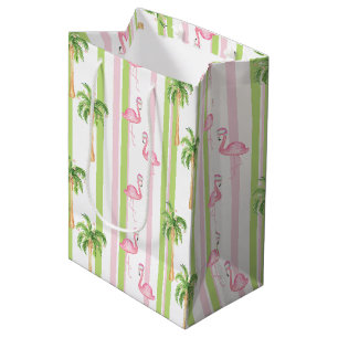 Florida Christmas Flamingo in Santa Hat Medium Gift Bag