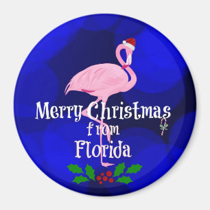 Florida Christmas Greetings from Santa Flamingo Ma Magnet