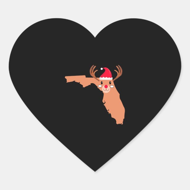 FLORIDA Christmas Hat Antler Red Nose Reindeer Heart Sticker (Front)