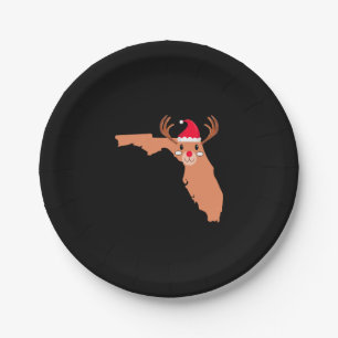 FLORIDA Christmas Hat Antler Red Nose Reindeer Paper Plate