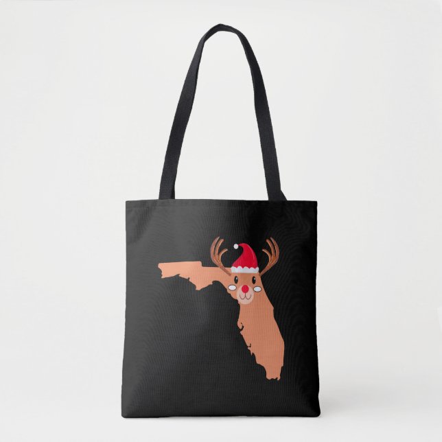 FLORIDA Christmas Hat Antler Red Nose Reindeer Tote Bag (Front)