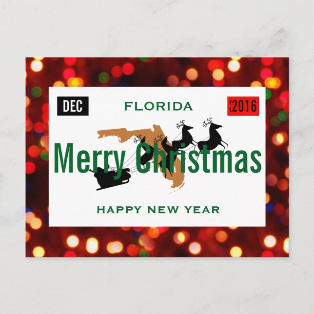Florida Christmas Plate Personalise Holiday Postcard (Front)