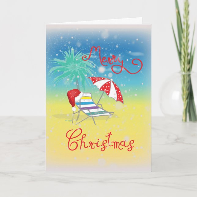 Florida Christmas Snow Flakes Santa Hat Holiday Card (Front)