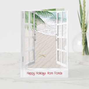 Florida Christmas Tropical Window  Card