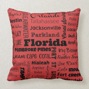 Florida cities typography pillow