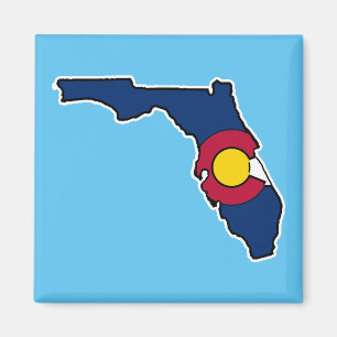 Florida Colorado flag square magnet