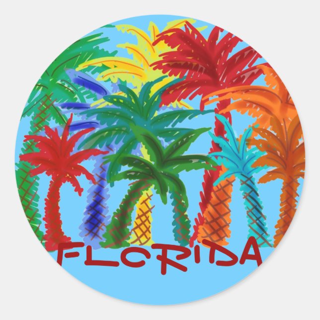 Florida colourful palm tree stickers (Front)