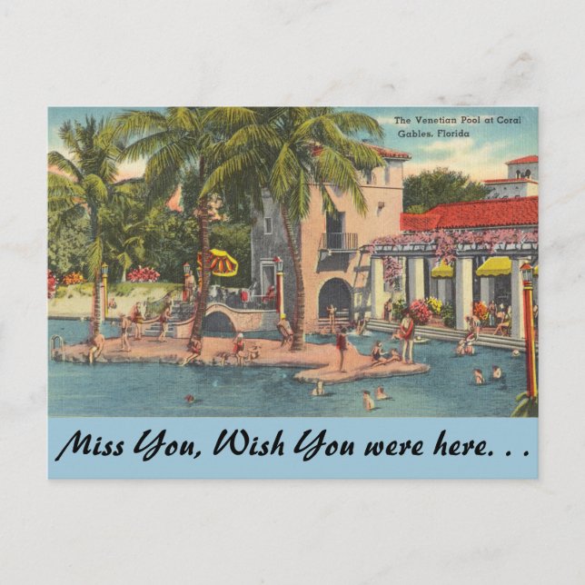 Florida, Coral Gables, Venetian Pool Postcard (Front)