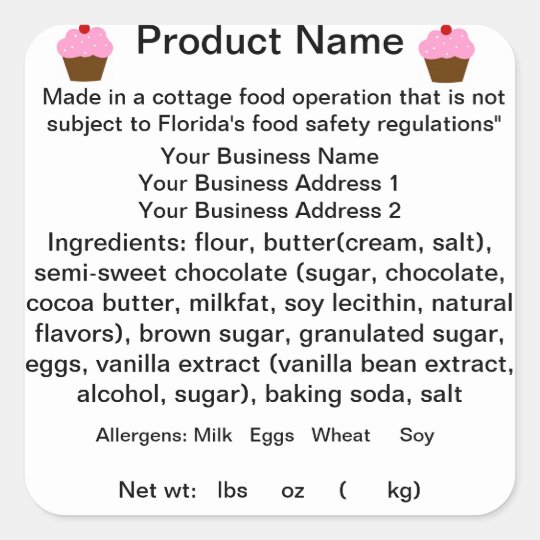 Florida Cottage Food Law Sticker Label Square Sticker Zazzle Co Uk