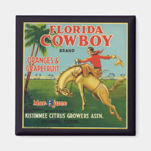 Florida Cowboy Brand Oranges and Grapefruit Label Magnet