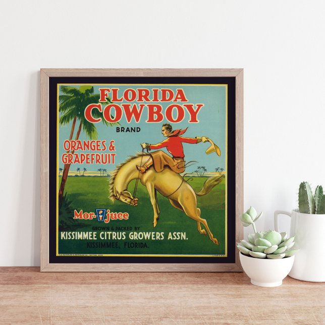 Florida Cowboy Brand Oranges and Grapefruit Label Poster (Creator Uploaded)