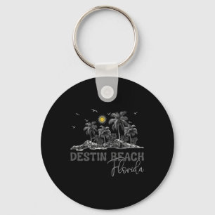Florida Destin Beach Fl Vintage Palm Tree Men Wome Key Ring