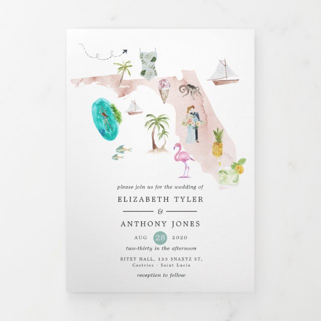 Florida Destination Wedding Photo Tri-Fold Car (Cover)