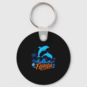 Florida dolphins playful ocean waves design tank key ring