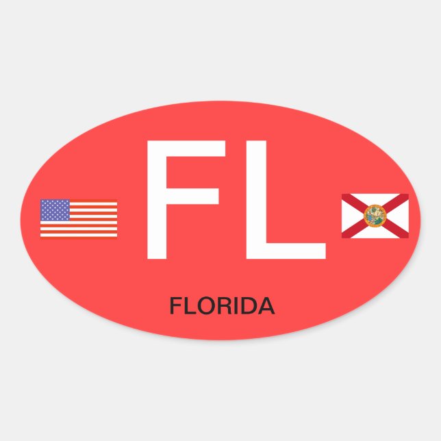 Florida* Euro-Style Oval BumperSticker Oval Sticker (Front)