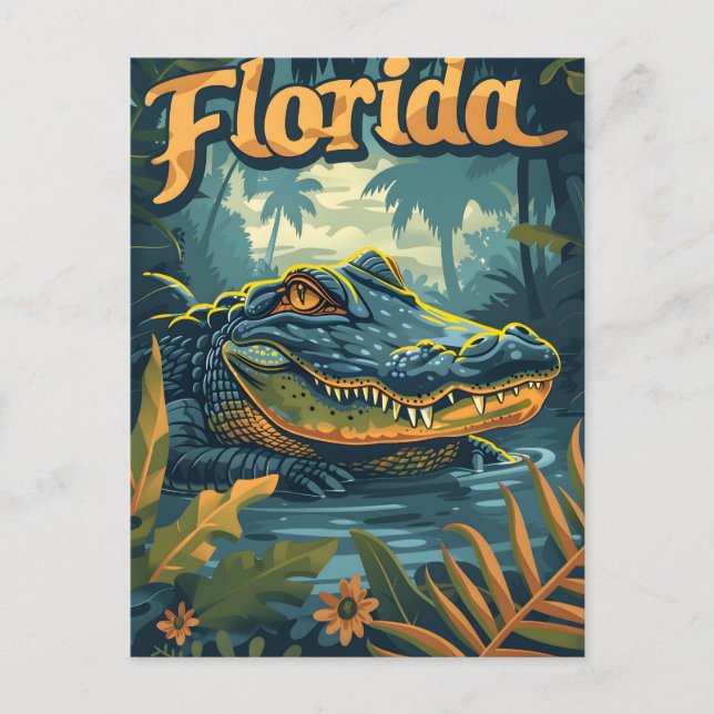 Florida Everglades Alligator Vintage Postcard (Front)