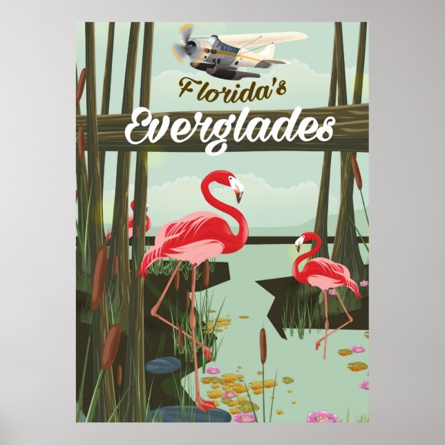 Florida Everglades cartoon travel poster (Front)