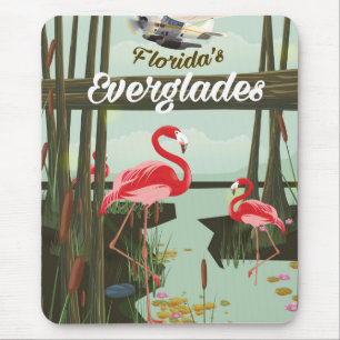 Florida Everglades cartoon travel poster Mouse Mat