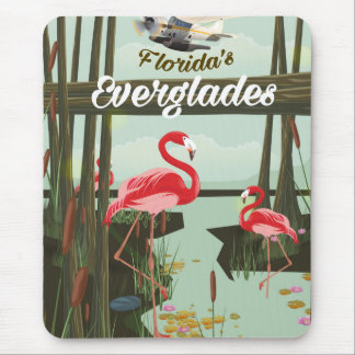 Florida Everglades cartoon travel poster Mouse Mat