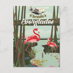 Florida Everglades cartoon travel poster Postcard