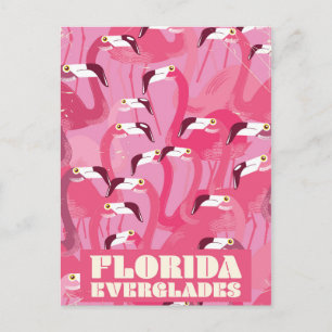 Florida Everglades Flamingo vintage travel poster Postcard