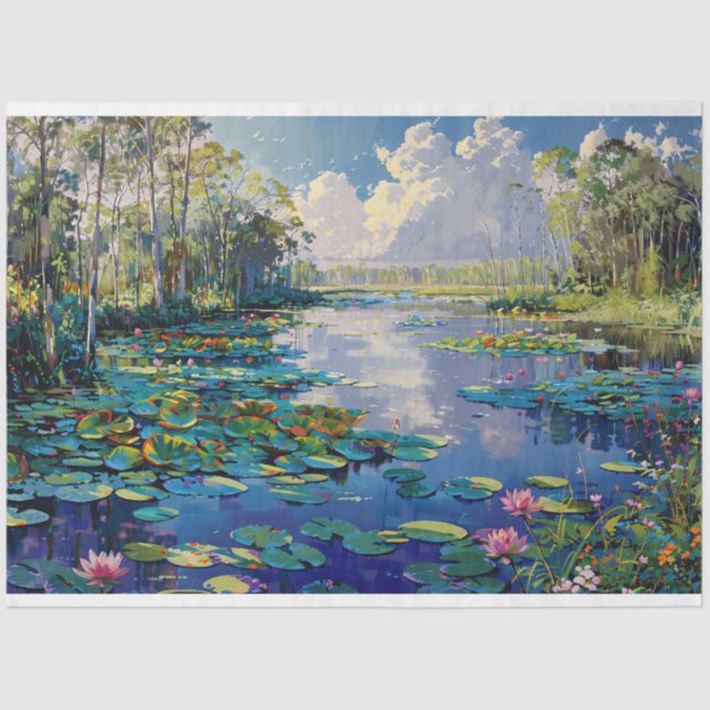 Florida Everglades River Lily Pads Decoupage Tissue Paper (Front)