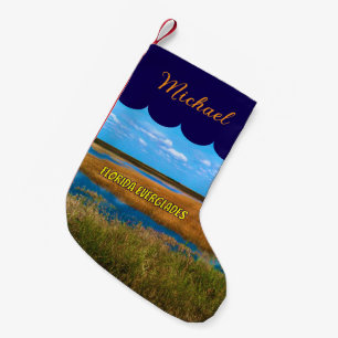 Florida Everglades Sawgrass, Sky Reflections Small Christmas Stocking