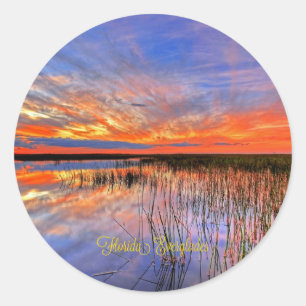 Florida Everglades, scenic panorama, Classic Round Sticker