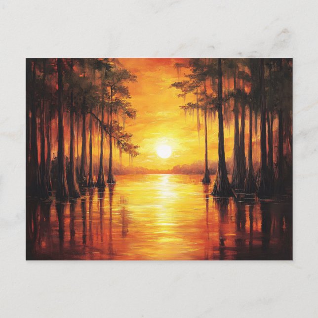Florida Everglades Sunset Landscape Painting Postcard (Front)