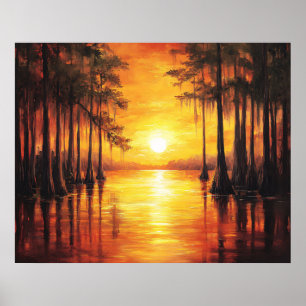 Florida Everglades Sunset Landscape Painting Poster