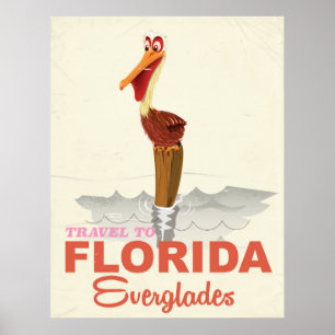 Florida everglades vintage travel poster