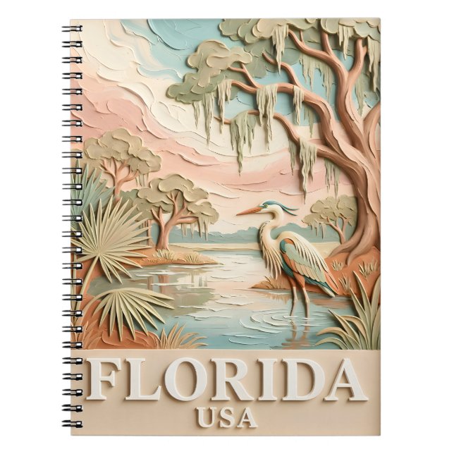 Florida Everglades Wildlife Bird Texture Landscape Notebook (Front)