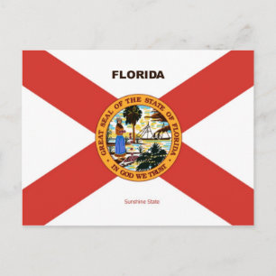 Florida Flag and Slogan Postcard