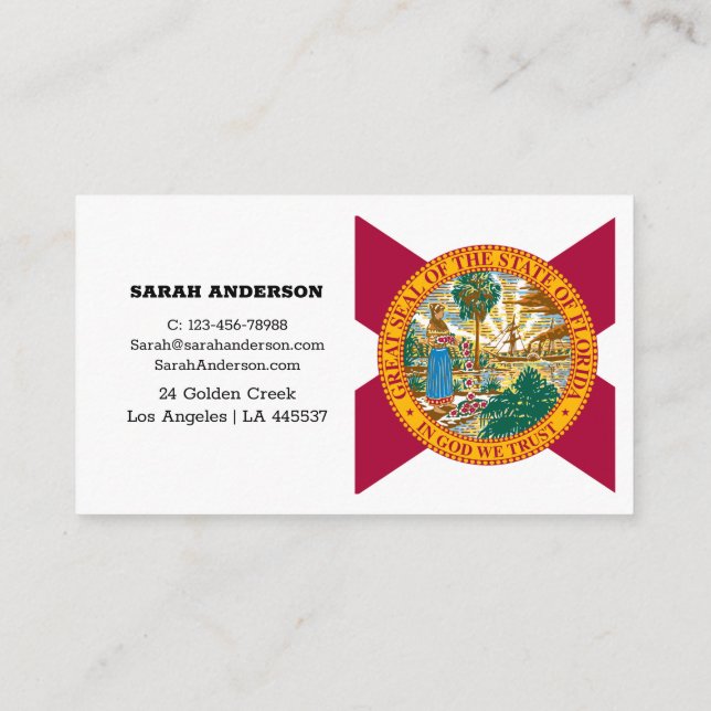 Florida Flag Elegant Business Cards / USA (Back)