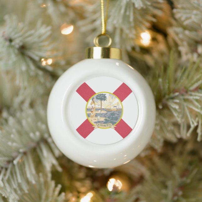 Florida Flag: The Sunshine State of Floridians Ceramic Ball Christmas Ornament (Tree)