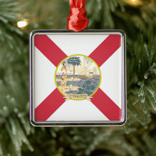 Florida Flag: The Sunshine State of Floridians Metal Tree Decoration
