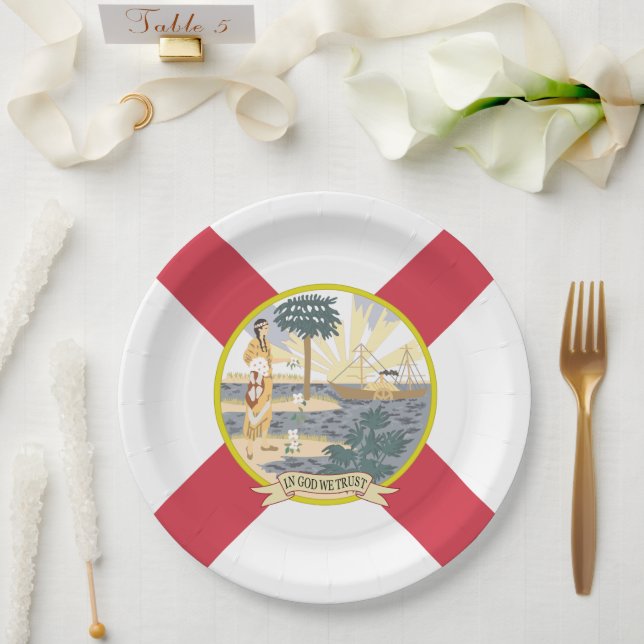 Florida Flag: The Sunshine State of Floridians Paper Plate (Wedding)