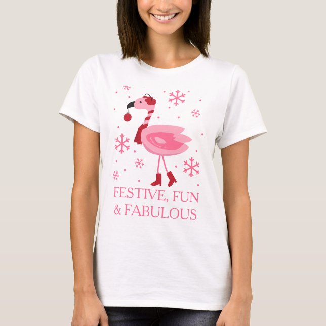 Florida Flamingo Tropical Beach Christmas Holiday T-Shirt (Front)
