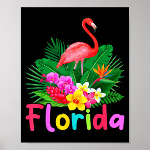Florida flamingo tropical plant summer vacation poster