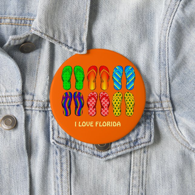 Florida: Flip Flops 10 Cm Round Badge (In Situ)