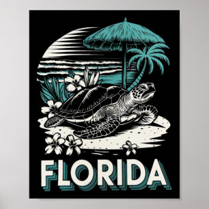 Florida - Florida Beach Surfing Surf Ocean Vintage Poster