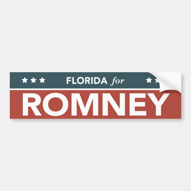 Florida For Mitt Romney Ryan Bumper Sticker (Front)